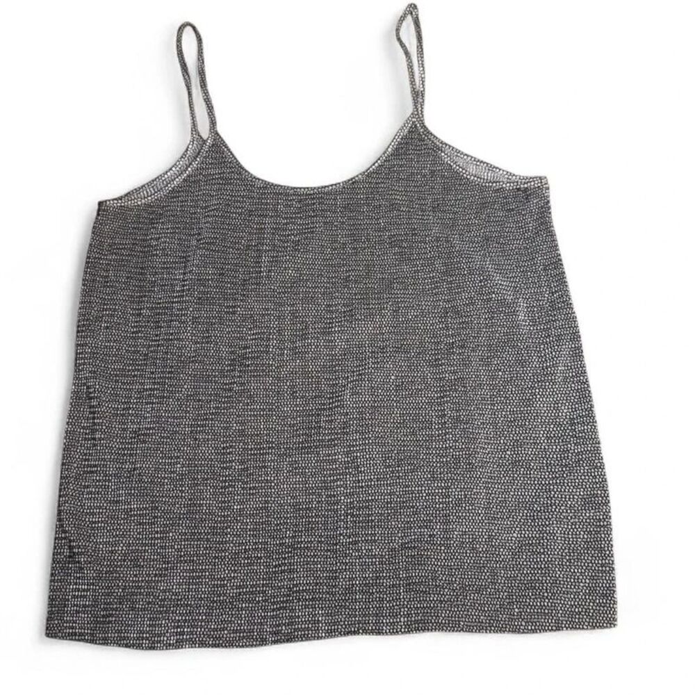 H&M Metallic Silver Black Spaghetti Strap Cami Top Womens Small Party Shimmer